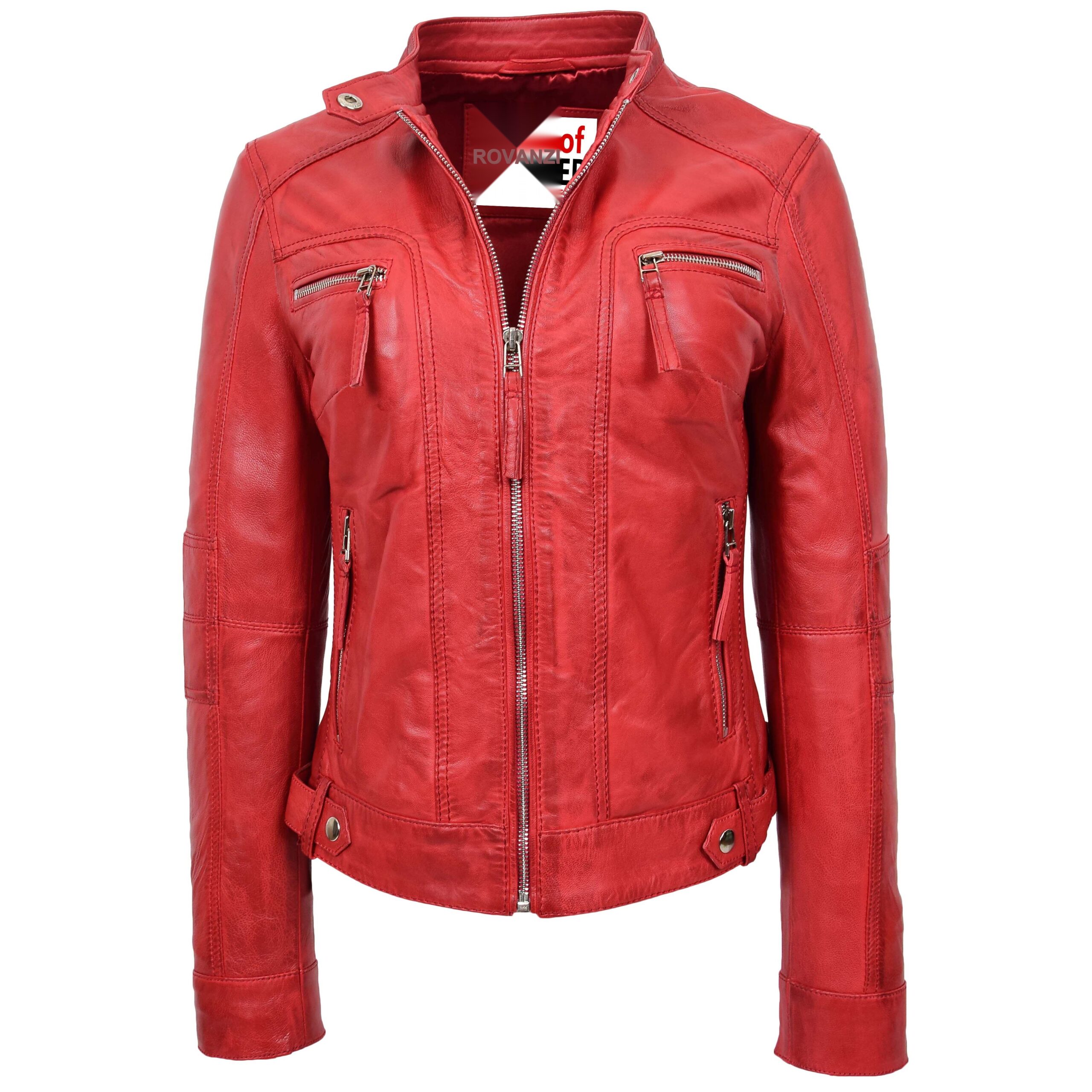 BUNERI Biker Cuero Casual Annie Roja
