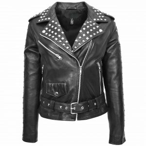 BUNERI Biker Cuero Heidi Negra con Tachuelas Brando
