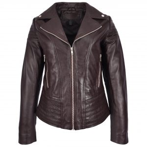 BUNERI Biker Cuero Emily Marrón Tendencia Ceñida Casual