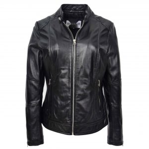 BUNERI Biker Cuero Connie Negra Casual con Cremallera