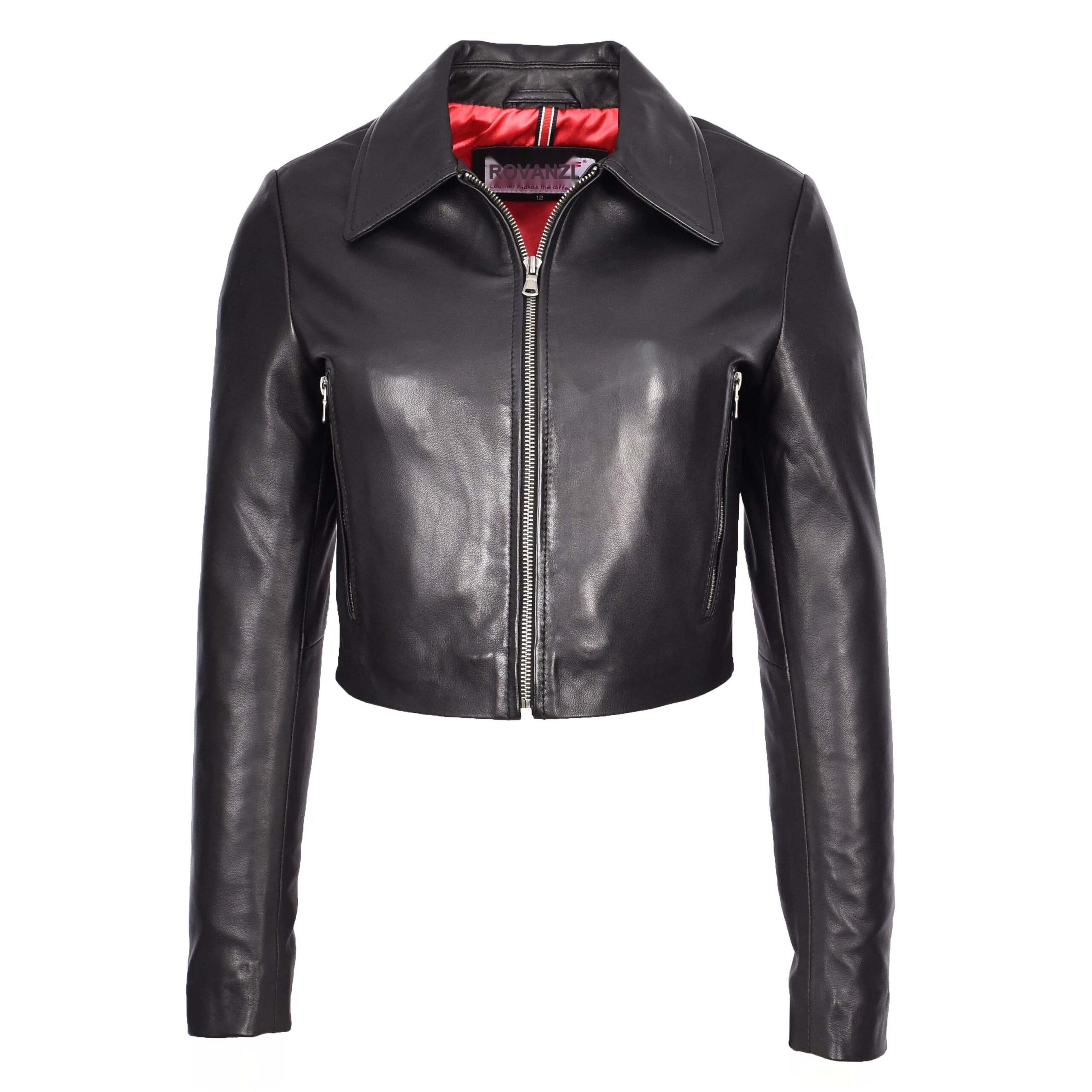 BUNERI Chaqueta Boléro Bustier de Cuero Corta para Mujer Negra