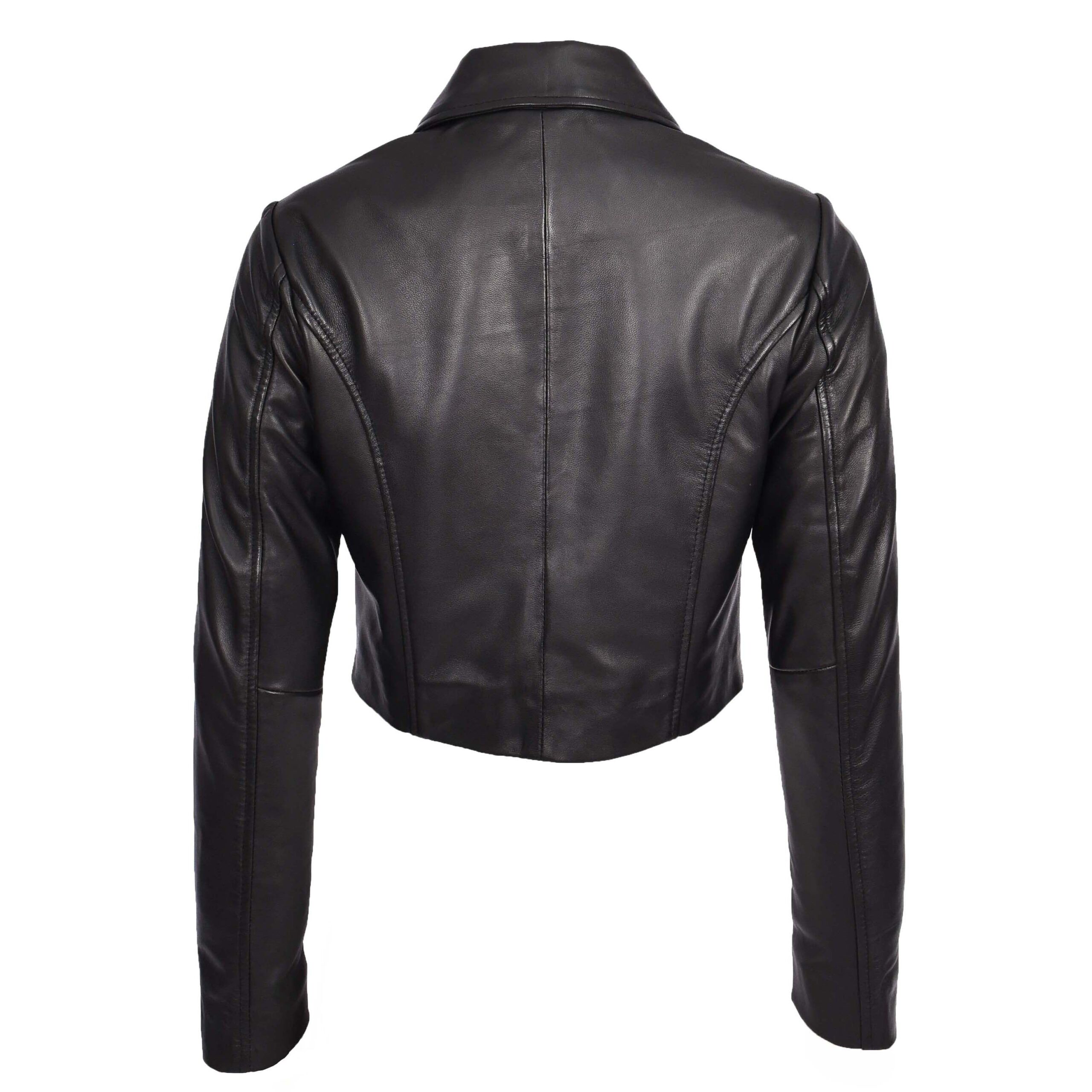 BUNERI Chaqueta Boléro Bustier de Cuero Corta para Mujer Negra - Imagen 2