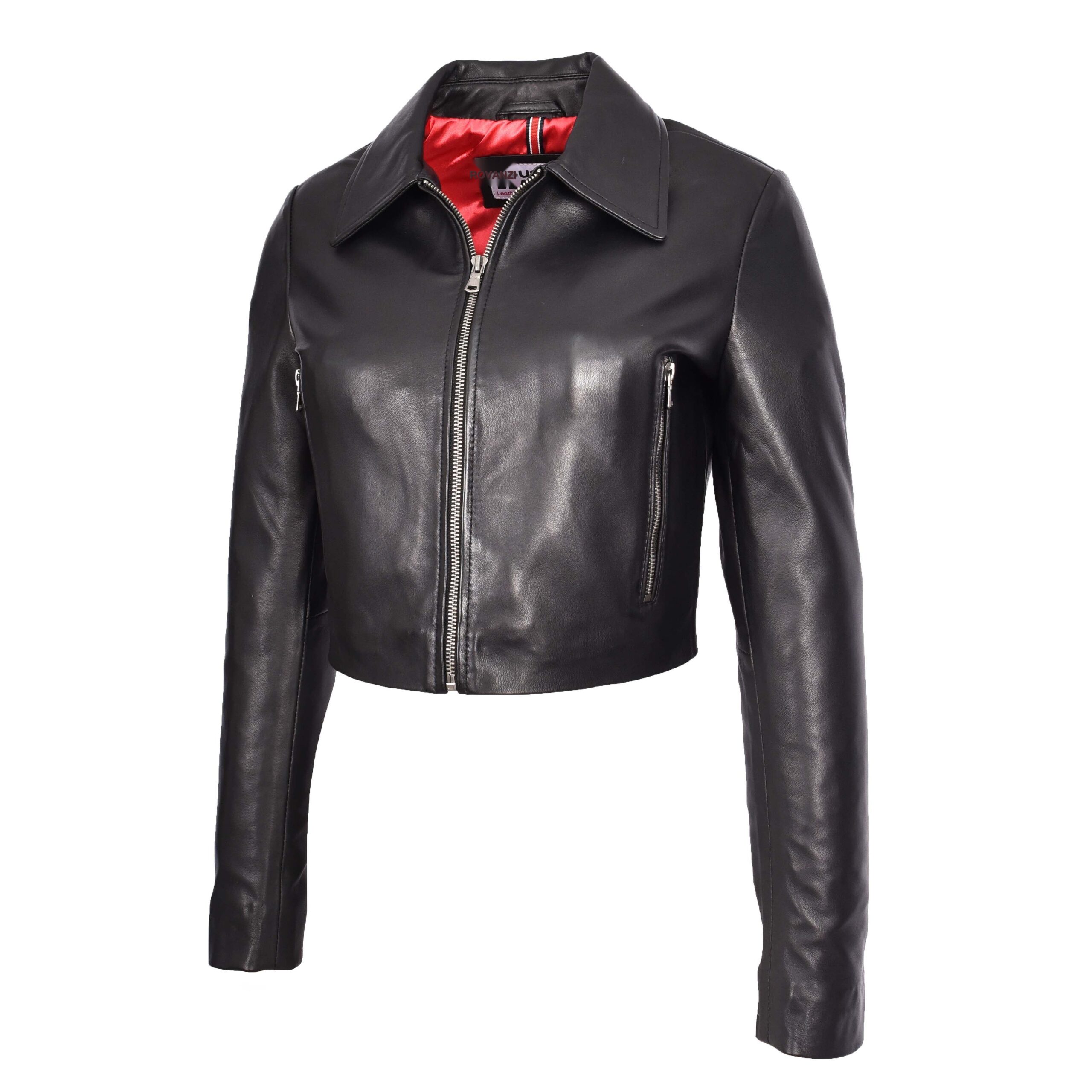 BUNERI Chaqueta Boléro Bustier de Cuero Corta para Mujer Negra - Imagen 5