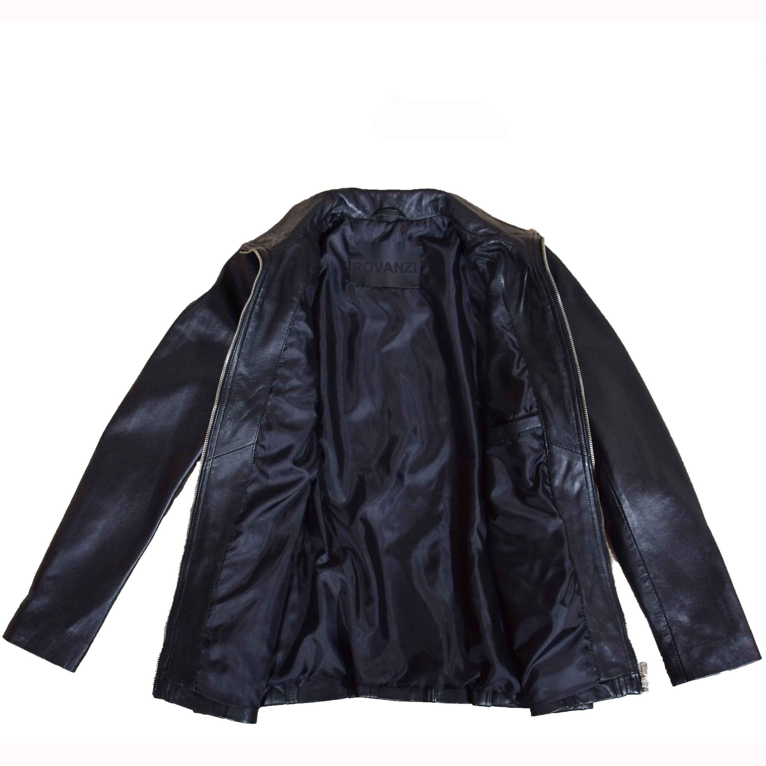 BUNERI Chaqueta de Cuero Real Acolchada con Cremallera para Mujer Negro - Imagen 6
