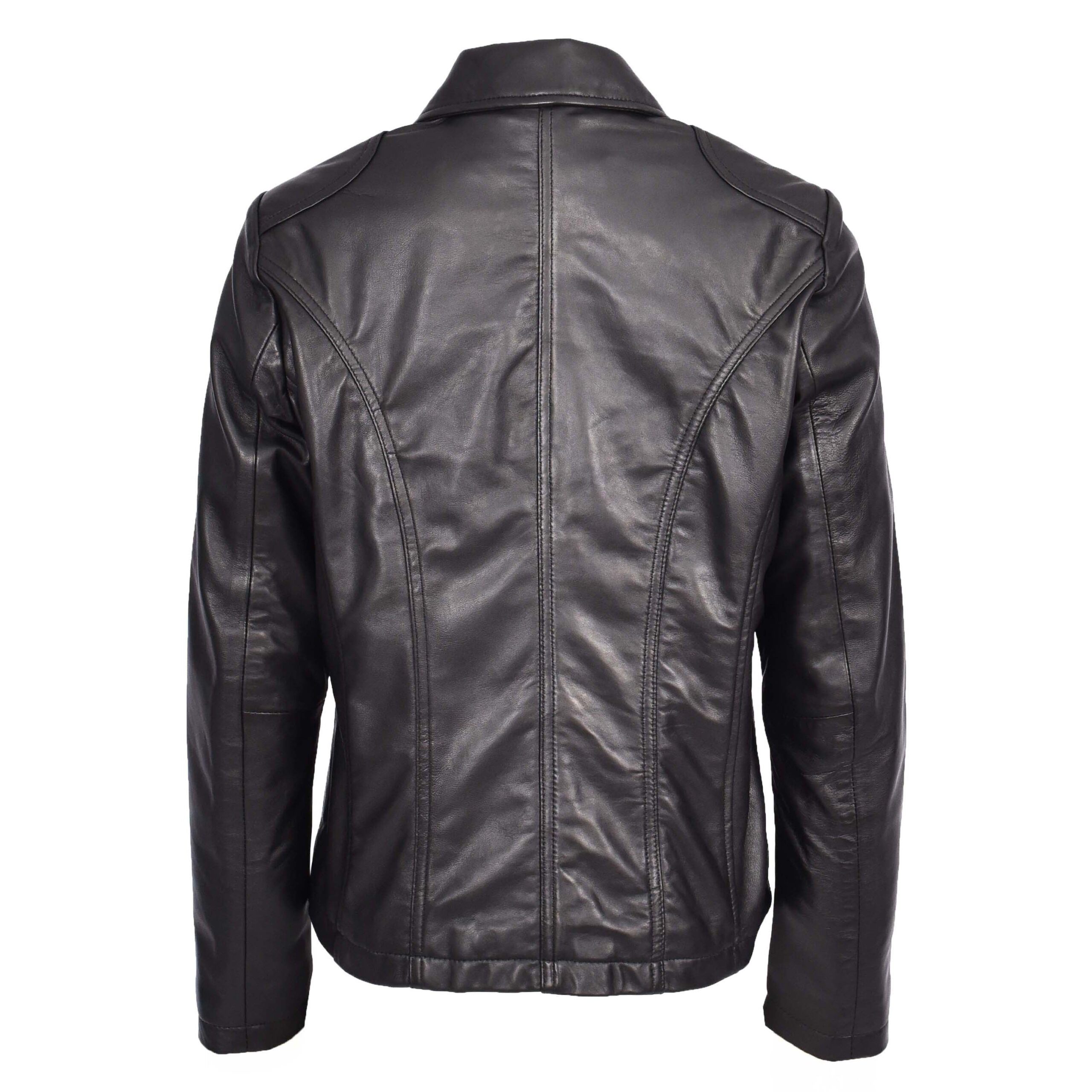 BUNERI Blazer de Cuero Negro para Mujer de Dos Botones - Imagen 2