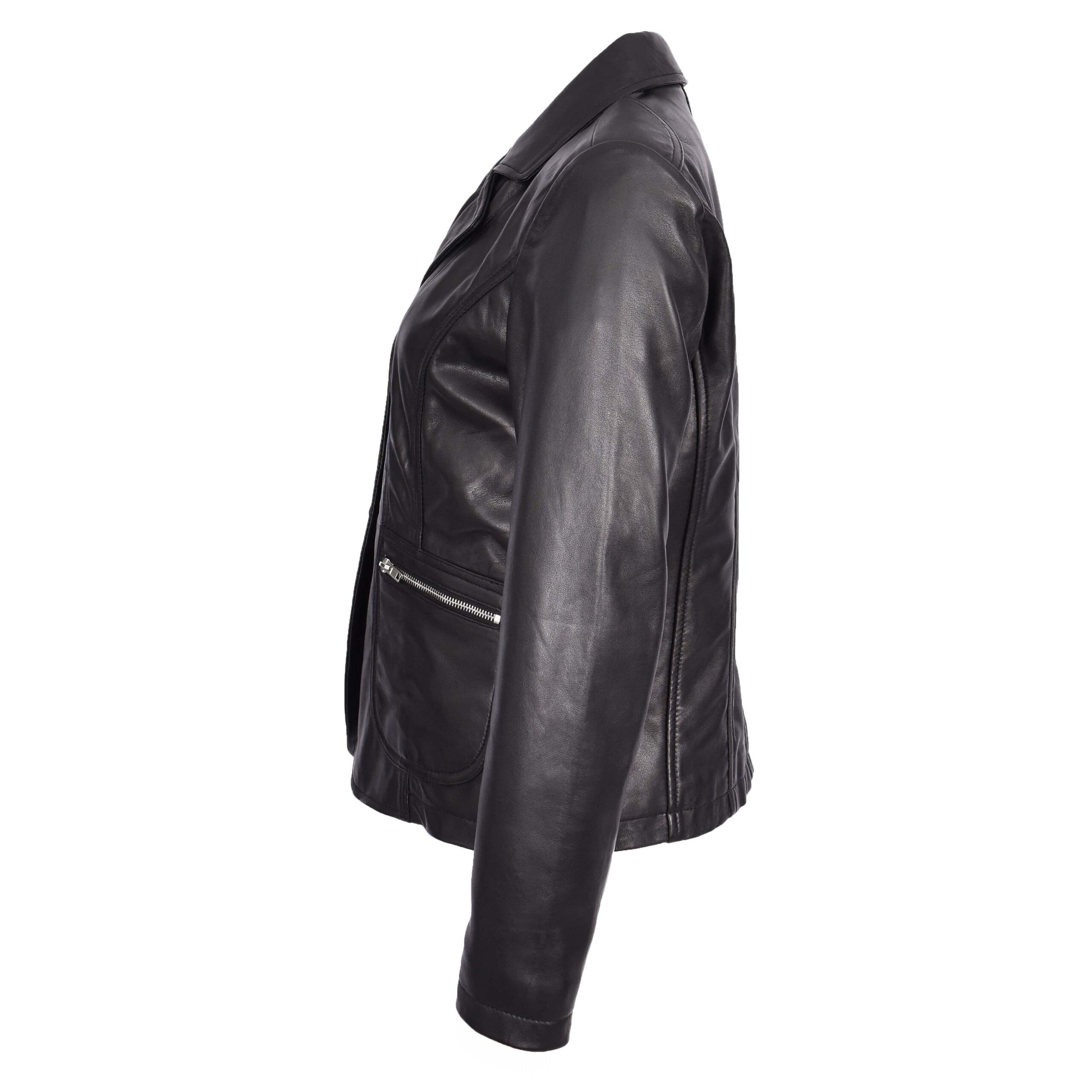 BUNERI Blazer de Cuero Negro para Mujer de Dos Botones - Imagen 6