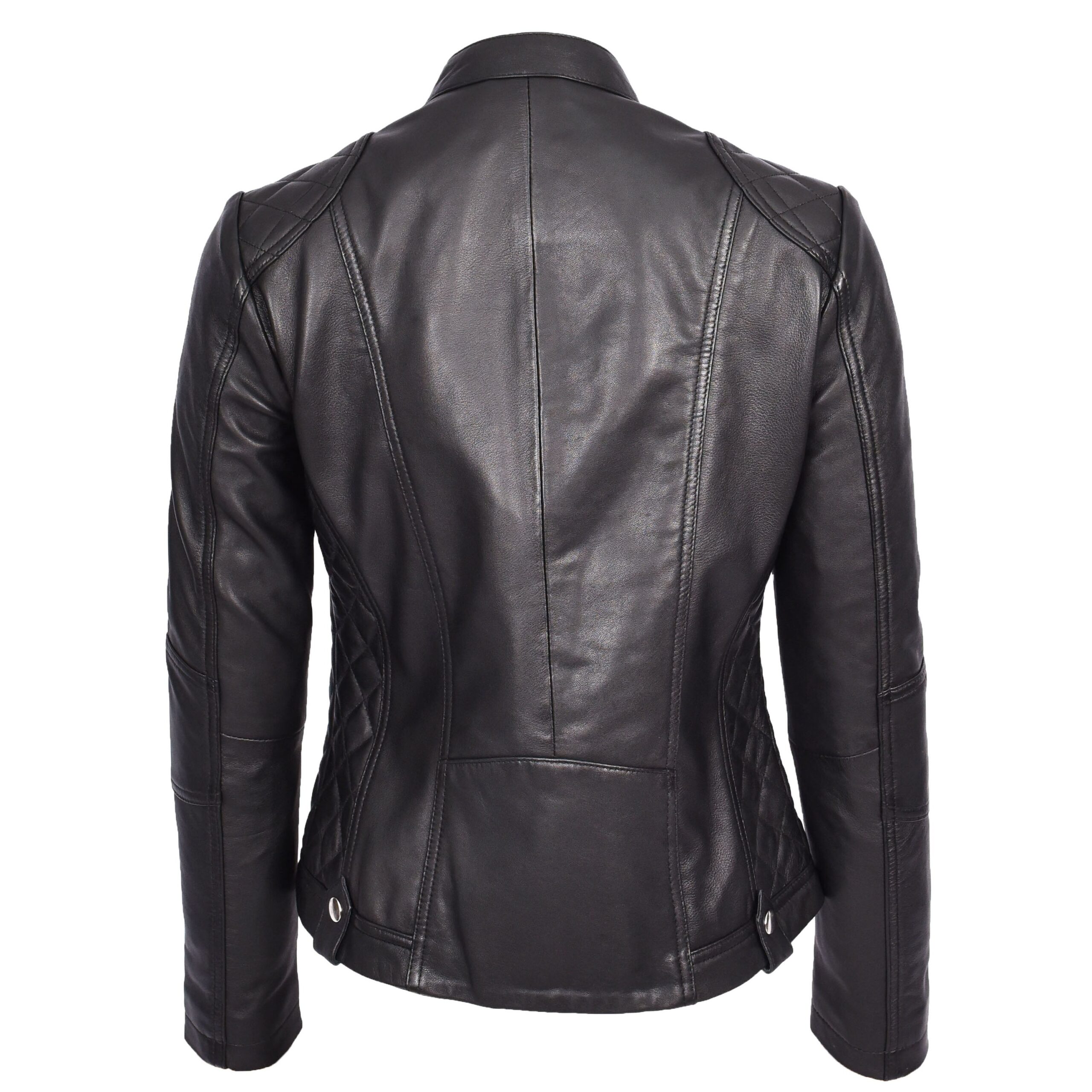 BUNERI Biker Cafe Racer Cuero Fiona Negra Acolchada - Imagen 2