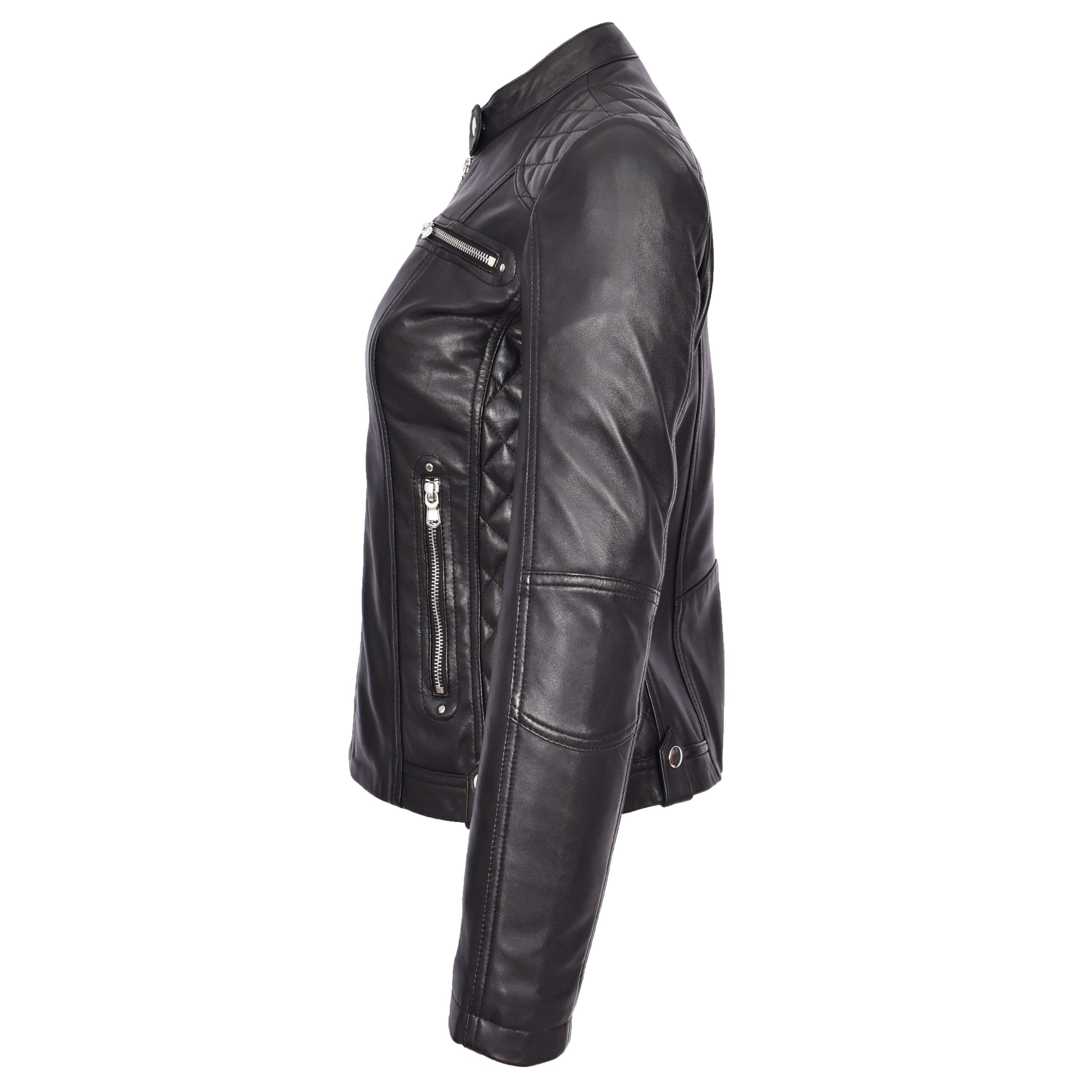 BUNERI Biker Cafe Racer Cuero Fiona Negra Acolchada - Imagen 5