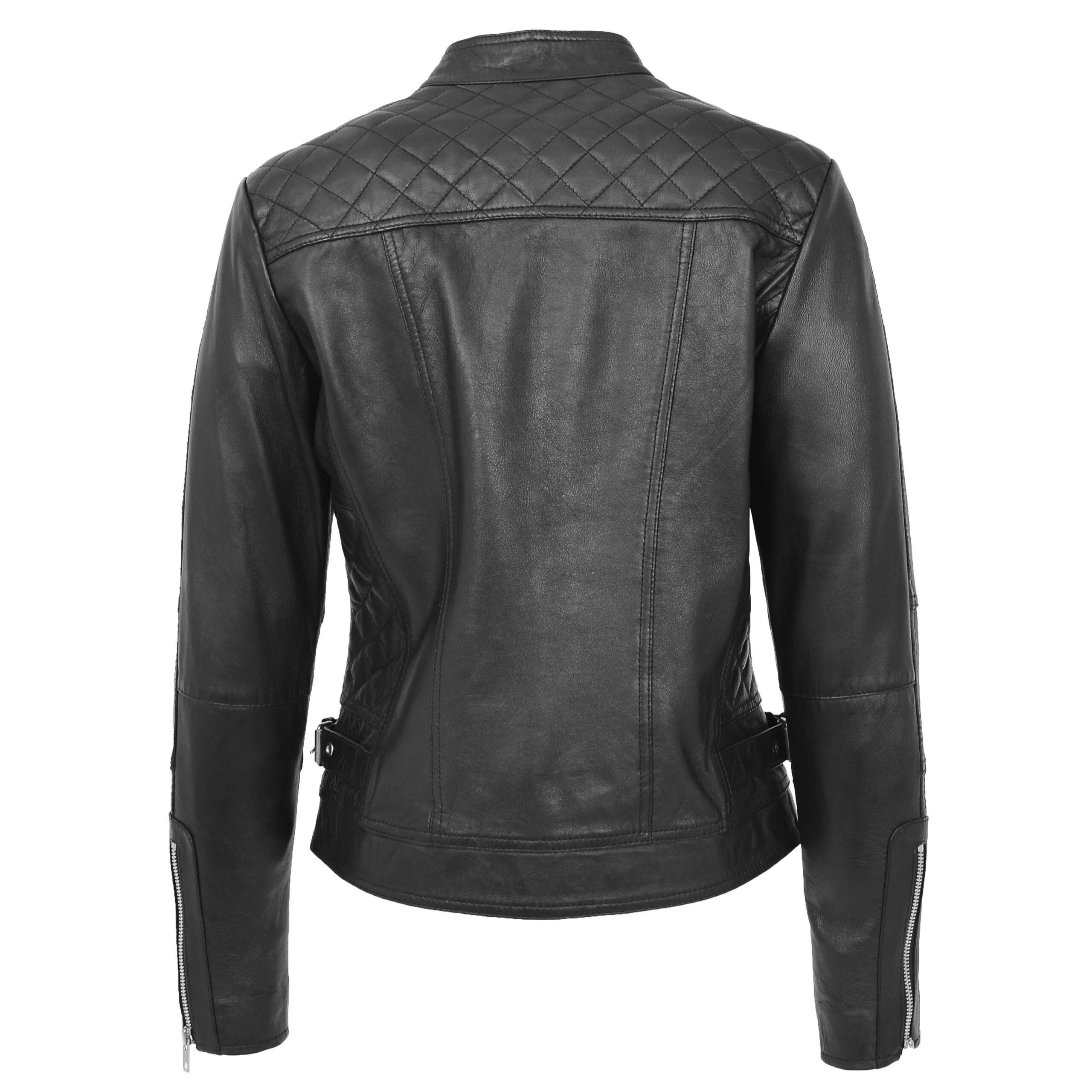 BUNERI Biker Cuero Suave Ruby Negro Cremallera Casual - Imagen 2