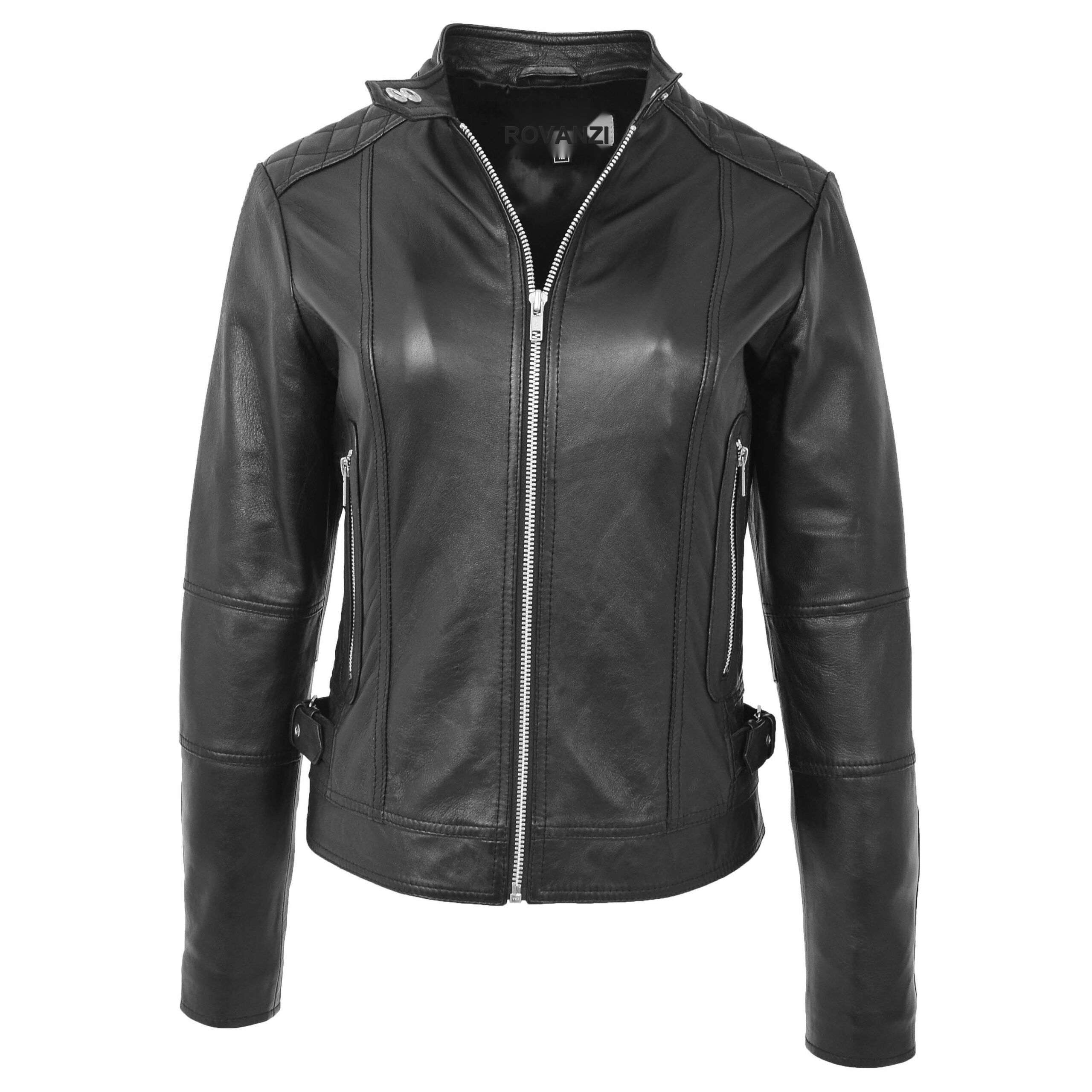 BUNERI Biker Cuero Suave Ruby Negro Cremallera Casual - Imagen 3