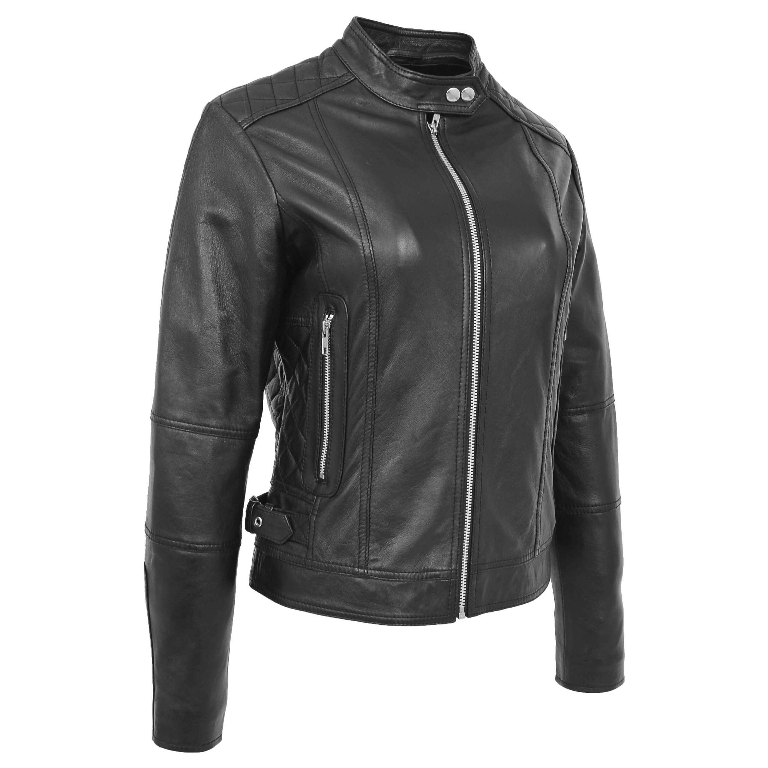 BUNERI Biker Cuero Suave Ruby Negro Cremallera Casual - Imagen 6