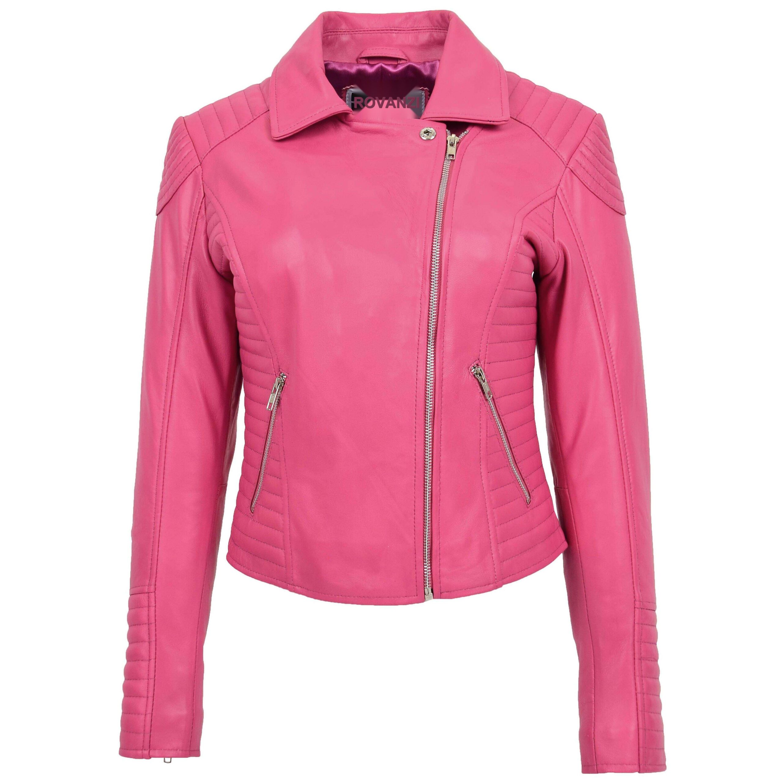 BUNERI Biker Cuero Suave Anna Rosa Cross Zip Mujer - Imagen 4