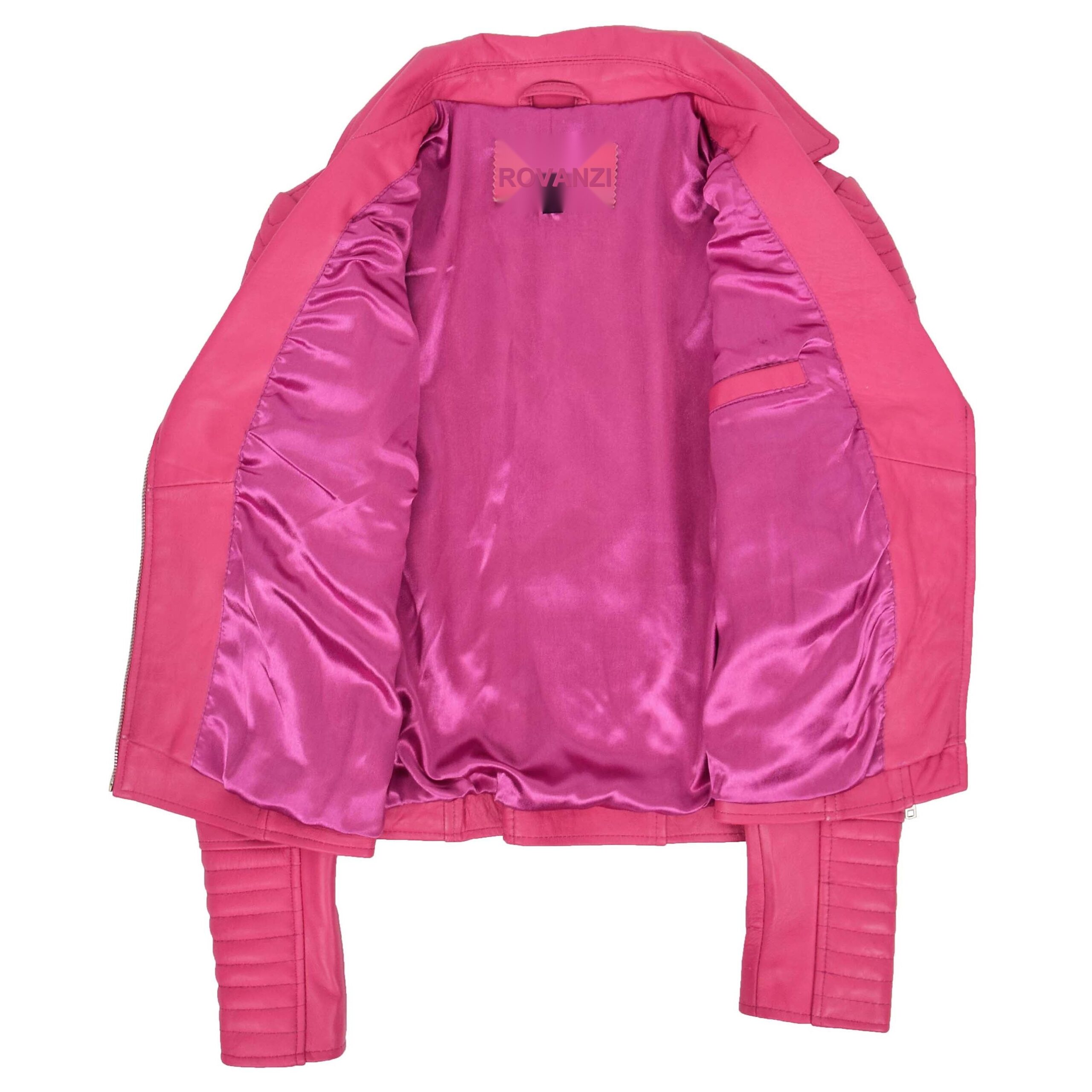 BUNERI Biker Cuero Suave Anna Rosa Cross Zip Mujer - Imagen 6