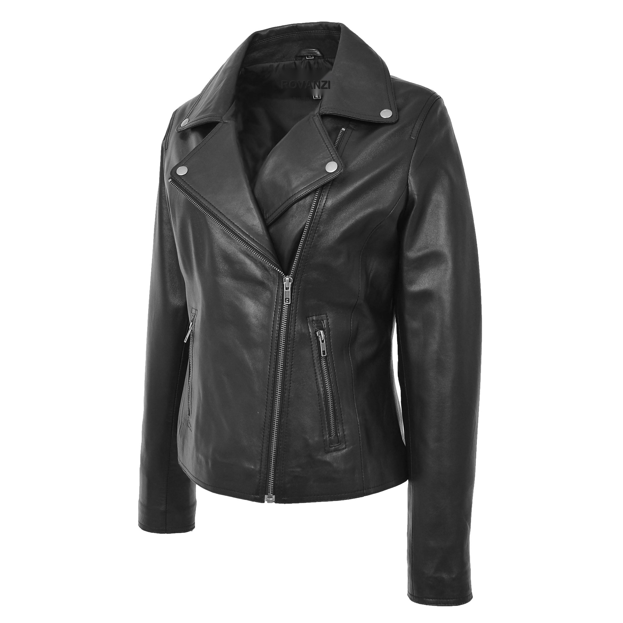 BUNERI Biker Cuero Lola Negra Suave Cremallera Cruzada - Imagen 4