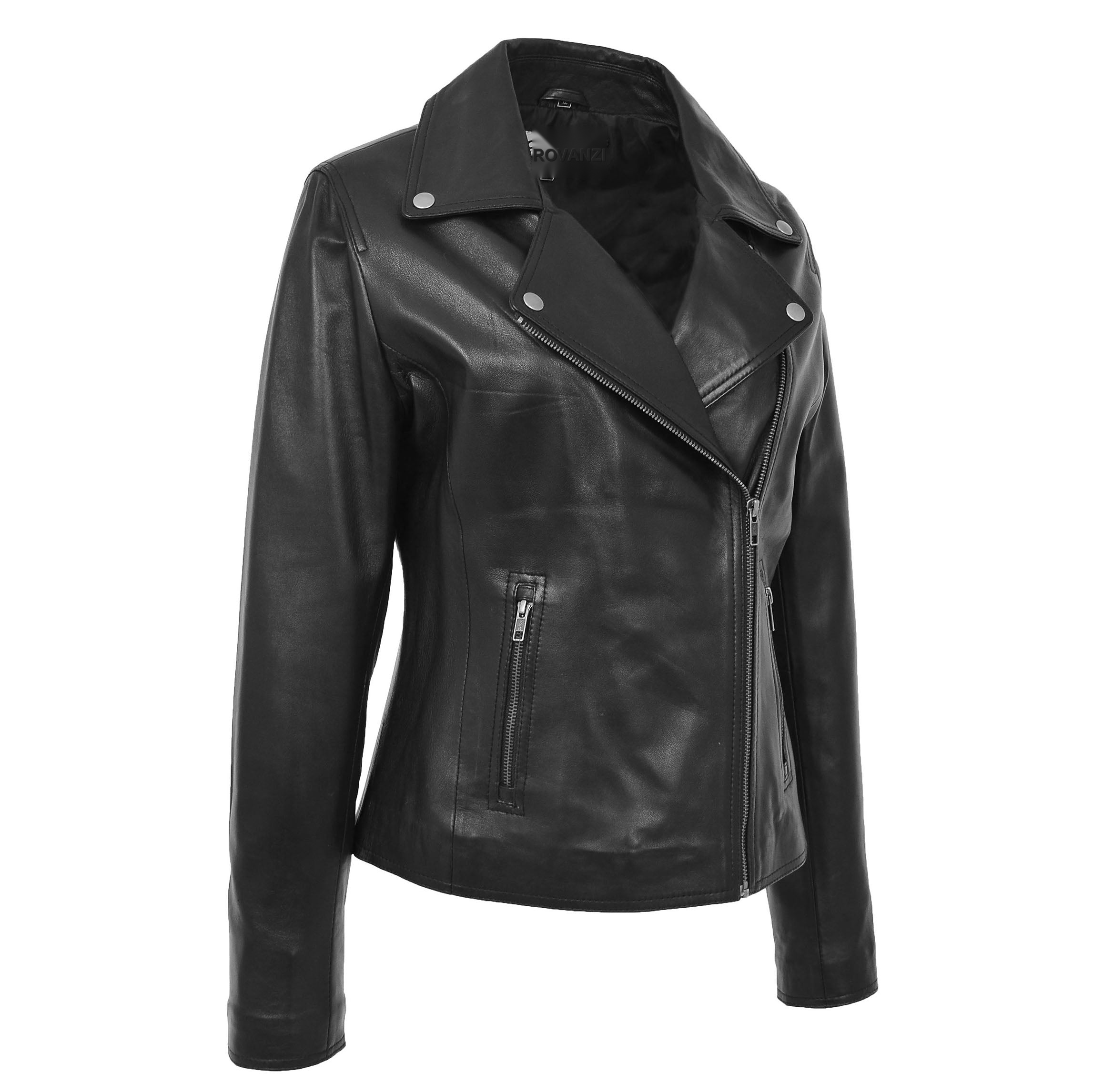 BUNERI Biker Cuero Lola Negra Suave Cremallera Cruzada - Imagen 3