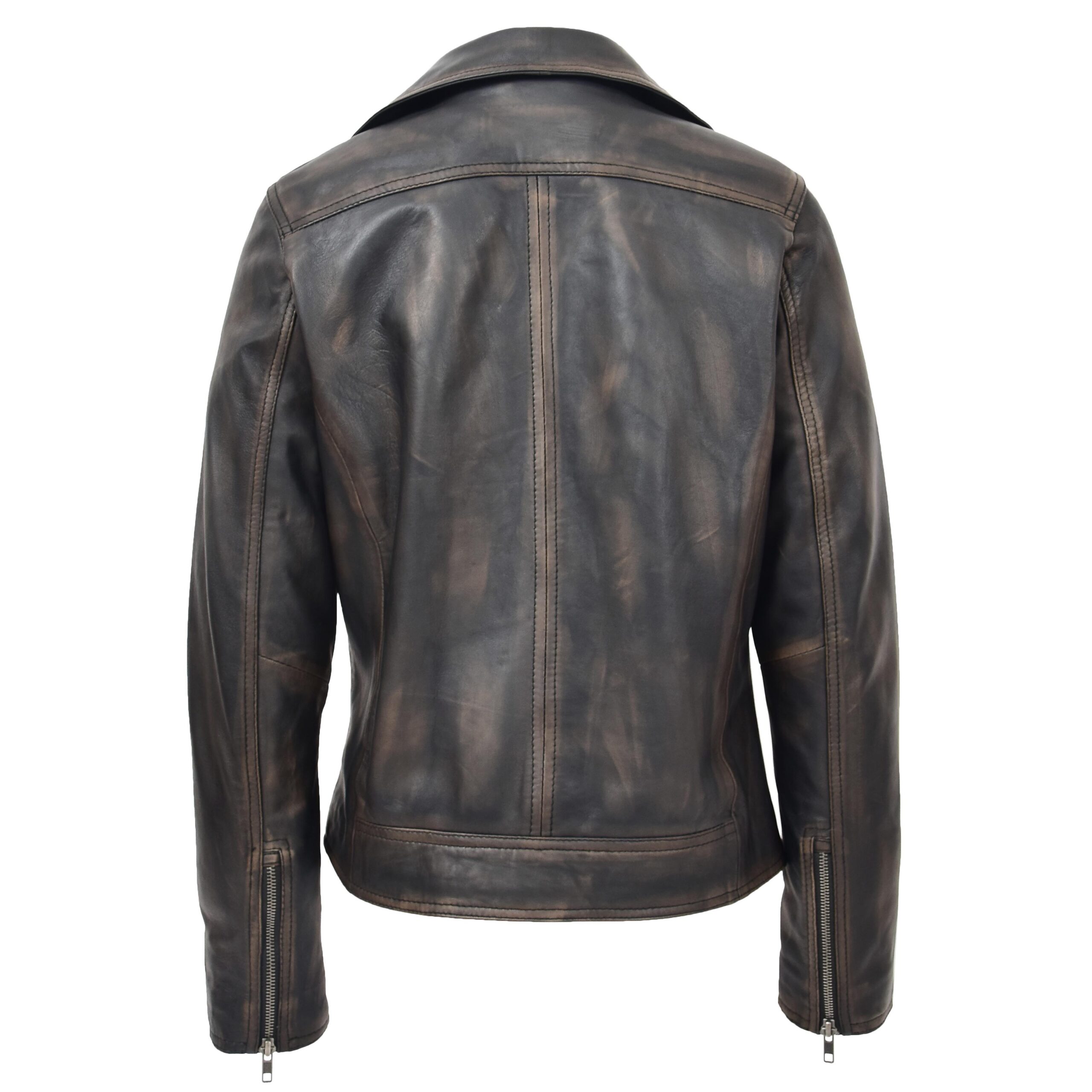 BUNERI Biker Cuero Suave Lola Negro Vintage Cross-Zip - Imagen 2