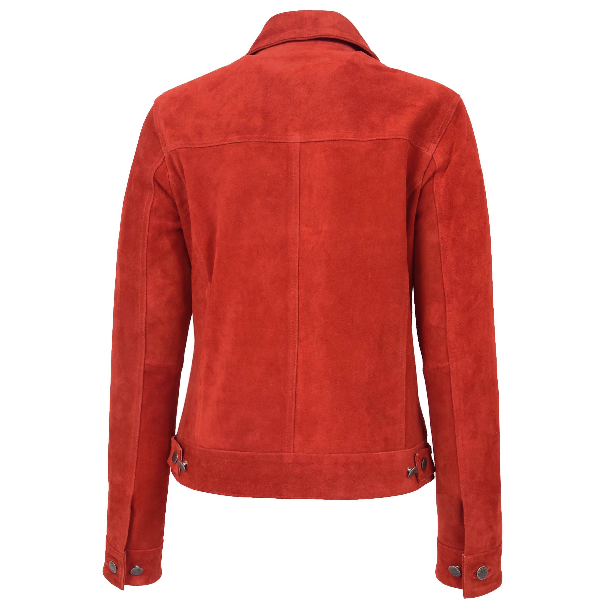 BUNERI Chaqueta de Ante Estilo Trucker para Mujer Roja - Imagen 2